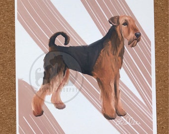 Airedale Terrier impresión de bellas artes / A5 dibujado a mano colorido terrier impresión -gran regalo para los amantes de los perros, los propietarios. Decoración del hogar ecológico, animal