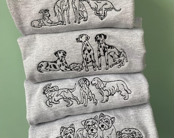 Embroidered Dogs Sweatshirt – Custom Breed Crewneck, Dog Lover Gift
