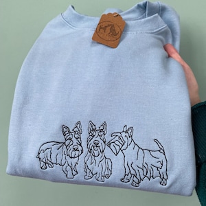 Embroidered Scottish terrier Sweater - Gifts for terrier  owners. Unisex terrier sweatshirt - perfect gift for dog mums & dads. Dog loves