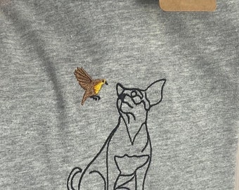 OUTLINE STYLE- Robin Dogs Sweatshirt , Embroidered sweater for dog lovers. Memorial dog gift