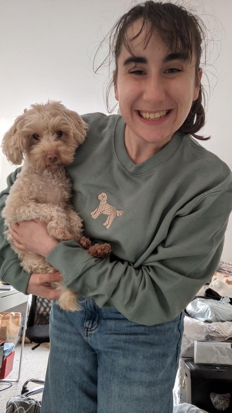 Dog breed embroidered sweatshirt. Embroidered dog carrying a red rose for their valentine. Perfect for dog lovers and owners. image 9