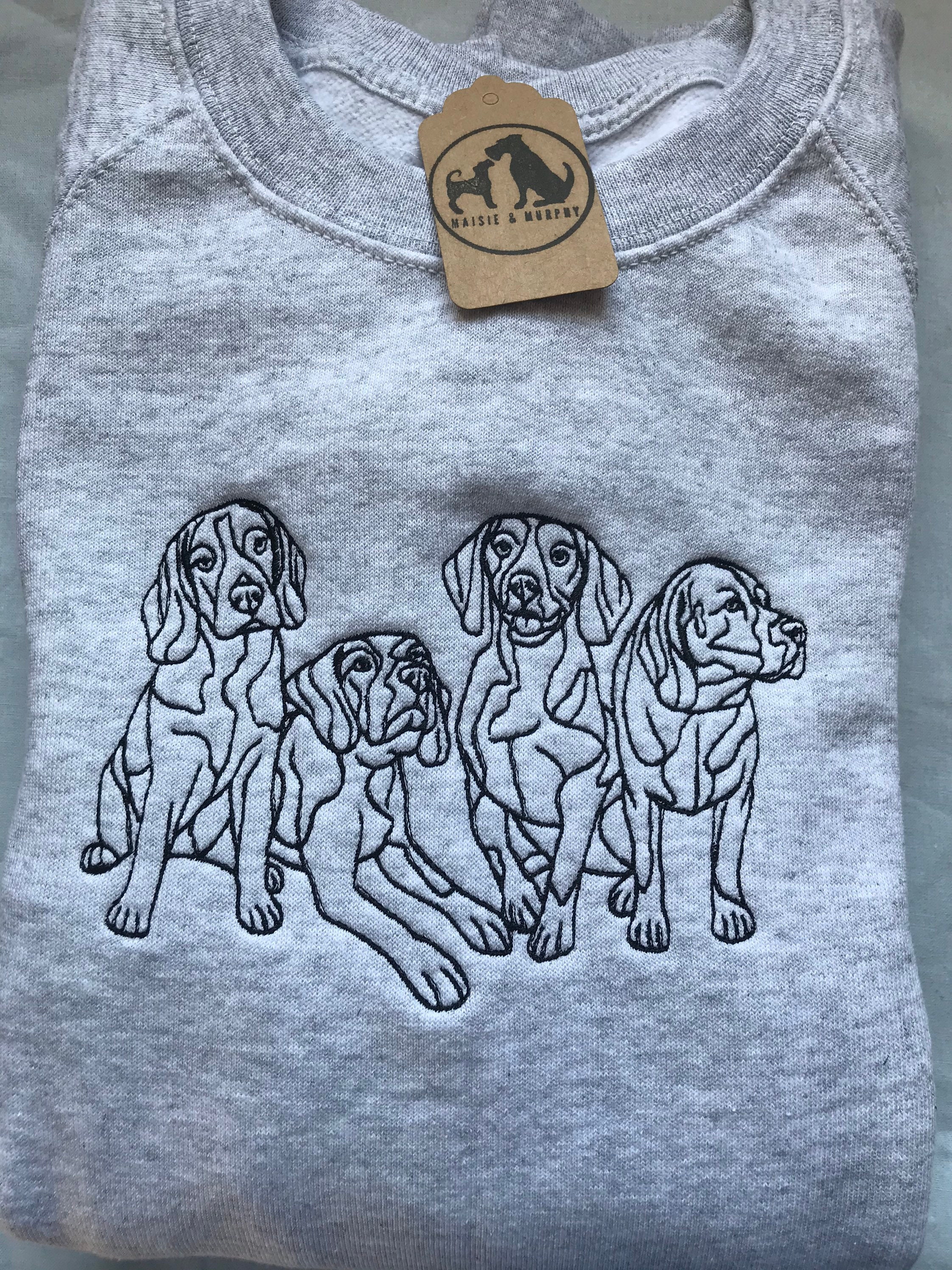 Embroidered Beagle Sweatshirt- Gifts for dog lovers and owners. Beagle illustration on unisex sweater. Dog breed sweatshirt for dog parents.
