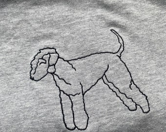 Embroidered Bedlington Terrier Silhouette Sweatshirt - Gifts for terrier lovers. Unisex breed silhouette line drawing embroidered sweater