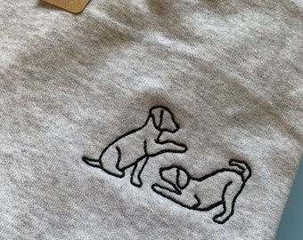 Puppy Love Sweatshirt- for dog lovers and owners. Our embroidered Silhouette puppies playing is the perfect sweater for dog lovers. Dog gift