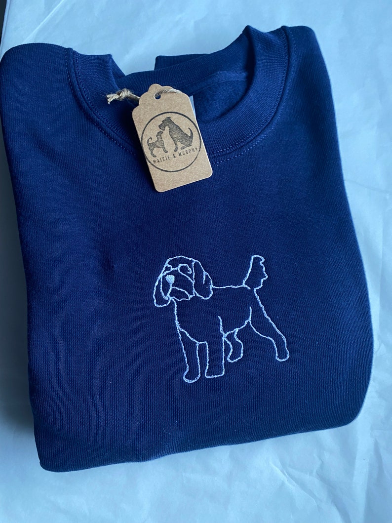 SILHOUETTE STYLE SWEATSHIRT various dog breeds available Embroidered sweater for dog lovers. dogs embroidered jumper for dog owners image 5