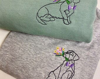 Sudadera Dog Flower Bunch - Varias razas- Suéter bordado para los amantes de los perros. Regalo para dueño de perro. Regalo de cumpleaños para mamás y papás de perros.