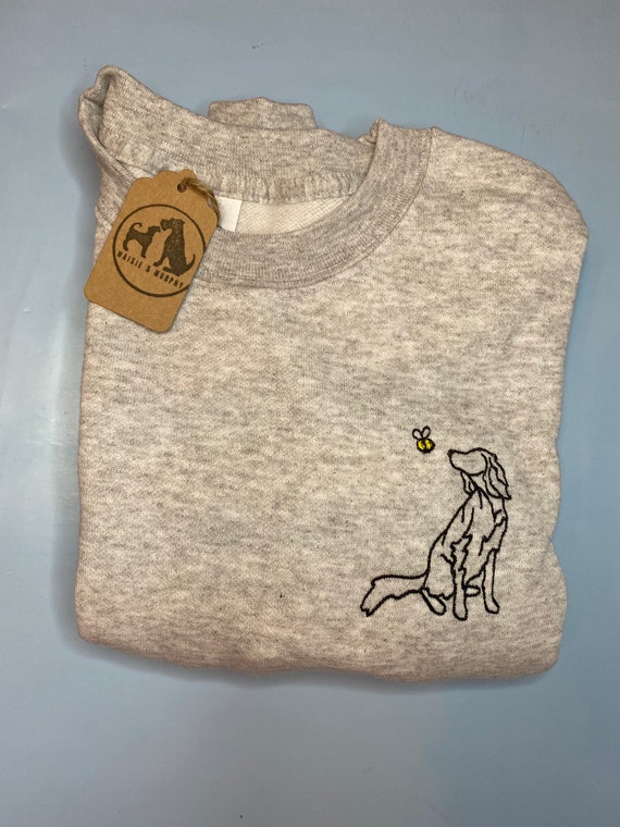 Spring Setter Outline Sweatshirt - Gifts for gordon setter, red setter and English setter owners and lovers. Unisex Embroidered Setter bee