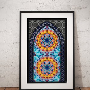 Printable Morocco Islam Wall Art / Modern Geometry Art Deco Wall Print / Living Room Wall Decor / Instant Digital Download Colorful Mandala image 1