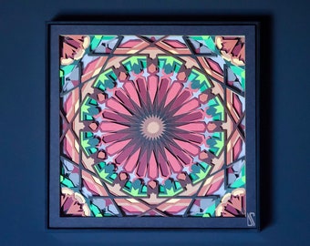 Original Paper Sculpture Moroccan Wall Art / Multi Layered Paper Cut Art / Roulette Geometric Mandala Design / Kaleidoscopic Paper Artwork