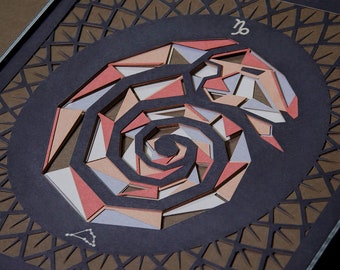 Zodiac Capricorn Paper Cut Wall Art / Birthday Gift for Capricorn Star Sign / Laser Engraved Personalized Papercut Capricorn Constellation