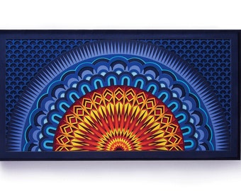 Abstract Sunrise Original Paper Cut Art / Modern Boho Wall Art / Sacred Mandala Papercut Sculpture / Psychedelic Spiritual Chakra Geometry