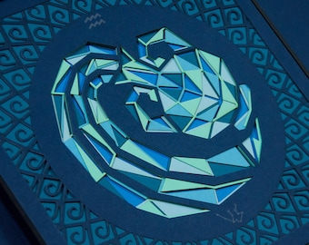 Aquarius Zodiac Paper Sculpture / Aquarius Birthday Gift Personalized Papercut / Handcrafted Gift for Aquarius / Aquarius Star Sign Wall Art