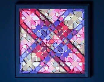 Prismatic Original Paper Sculpture / Contemporary Home Decor / Intricate Geometry Pattern / Paper Cut Artwork / Moroccan Layered Wall Art