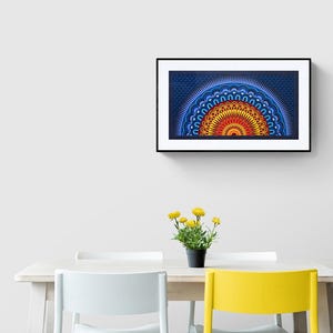 Levendige zonsopgang op papier gesneden illustratie | Geometrische gelaagde papierkunst Dawn | Wandsculptuur mandala chakra afbeelding 6