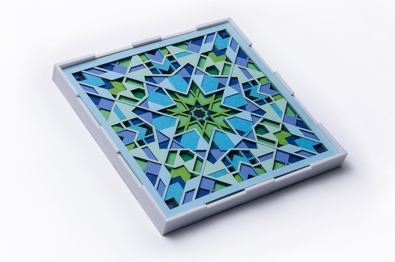 Layered Paper Cut Art Deco Wall Artwork Delicate Original Handcut Paper Art Morocco Geometry Paper Sculpture Laser Cut Modern Mandala
