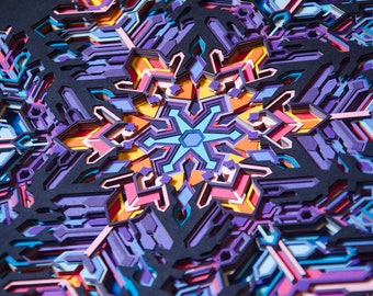 Thunderstorm Paper Cut Illustration / Intricate Papercut Wall Decor / Multi Layer Original Paper Art / Hand Cut Snowflake Design 3D Wall Art