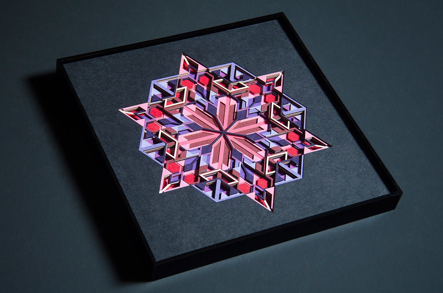 Amethyst Crystal Cut Paper Art / Framed Snow Flake Decor / Etsy