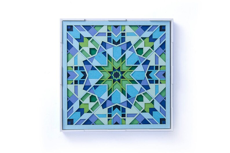 Layered Paper Cut Art Deco Wall Artwork Delicate Original Handcut Paper Art Morocco Geometry Paper Sculpture Laser Cut Modern Mandala
