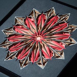 Solar Flare Layered Paper Cut Art / Sacred Geometry 3d Papercut Mandala Wall Decor / Modern Original Paper Sculpture / House Warming Gift image 1