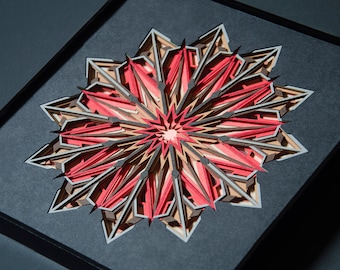 Solar Flare Layered Paper Cut Art / Sacred Geometry 3d Papercut Mandala Wall Decor / Modern Original Paper Sculpture / House Warming Gift