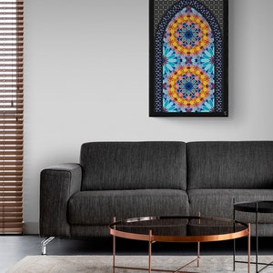 Printable Morocco Islam Wall Art / Modern Geometry Art Deco Wall Print / Living Room Wall Decor / Instant Digital Download Colorful Mandala image 2