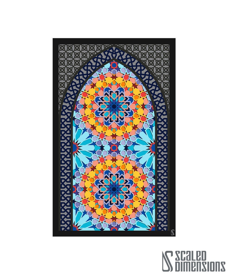Printable Morocco Islam Wall Art / Modern Geometry Art Deco Wall Print / Living Room Wall Decor / Instant Digital Download Colorful Mandala image 6