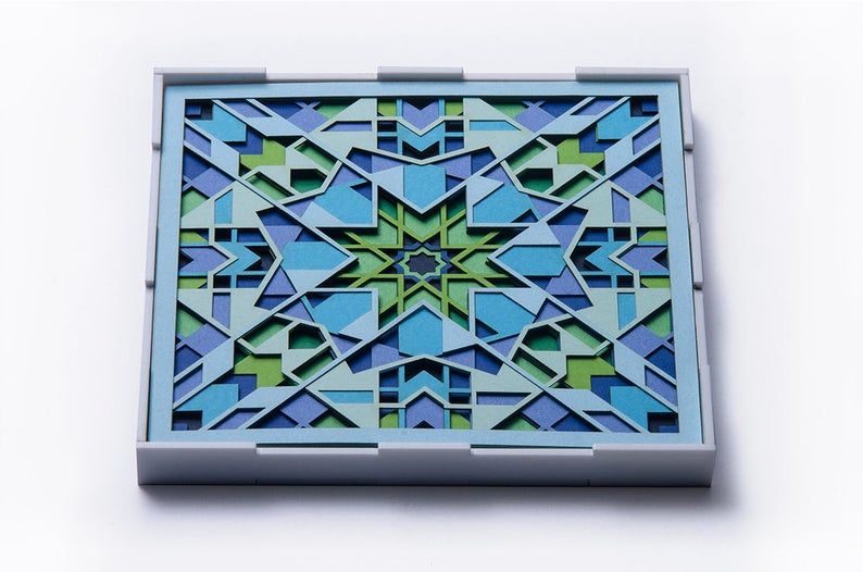 Layered Paper Cut Art Deco Wall Artwork Delicate Original Handcut Paper Art Morocco Geometry Paper Sculpture Laser Cut Modern Mandala