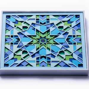 Set of 3 Paper Cut Wall Art / Sacred Geometry Papercut Morocco Wall Decor / Layered 3D Paper Sculpture / Paper Cutting Mandala Artwork image 6