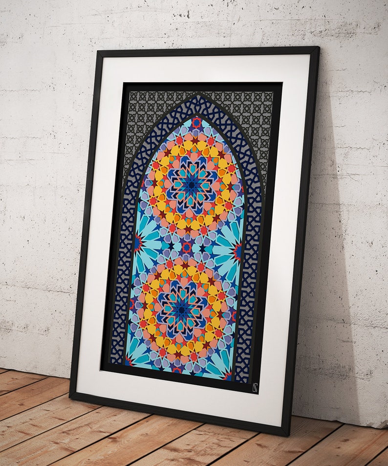 Printable Morocco Islam Wall Art / Modern Geometry Art Deco Wall Print / Living Room Wall Decor / Instant Digital Download Colorful Mandala image 4
