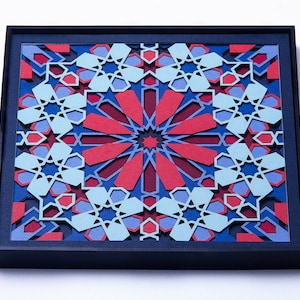 Set of 3 Paper Cut Wall Art / Sacred Geometry Papercut Morocco Wall Decor / Layered 3D Paper Sculpture / Paper Cutting Mandala Artwork image 8
