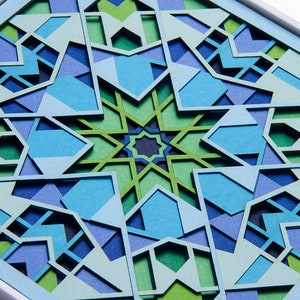 Set of 3 Paper Cut Wall Art / Sacred Geometry Papercut Morocco Wall Decor / Layered 3D Paper Sculpture / Paper Cutting Mandala Artwork image 5