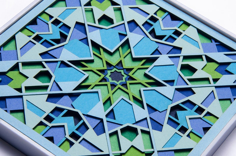 Set of 3 Paper Cut Wall Art / Sacred Geometry Papercut Morocco Wall Decor / Layered 3D Paper Sculpture / Paper Cutting Mandala Artwork image 5