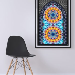 Printable Morocco Islam Wall Art / Modern Geometry Art Deco Wall Print / Living Room Wall Decor / Instant Digital Download Colorful Mandala image 5