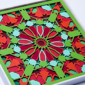 Set of 3 Paper Cut Wall Art / Sacred Geometry Papercut Morocco Wall Decor / Layered 3D Paper Sculpture / Paper Cutting Mandala Artwork image 10