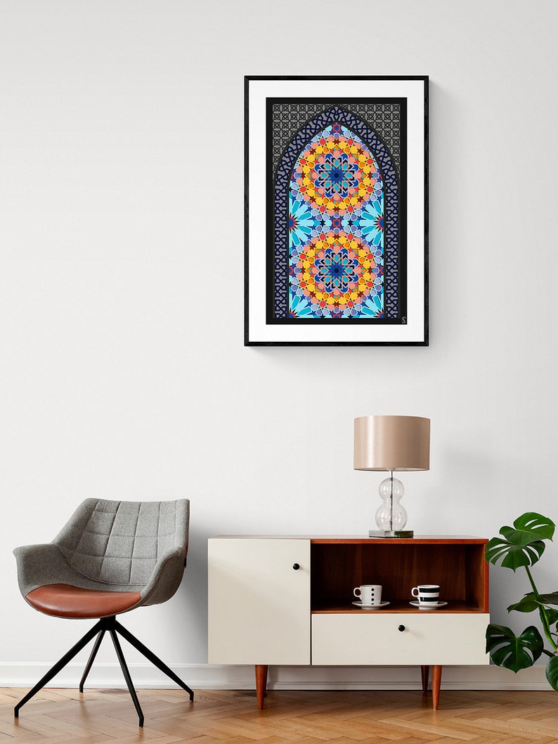 Printable Morocco Islam Wall Art / Modern Geometry Art Deco Wall Print / Living Room Wall Decor / Instant Digital Download Colorful Mandala image 3