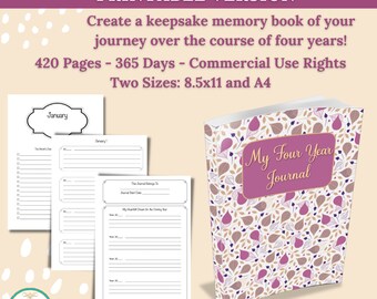 Four Year Printable Keepsake Journal - Create a Memory Keeper - 365 Days for Four Years - PDF File - PowerPoint - Commercial Use
