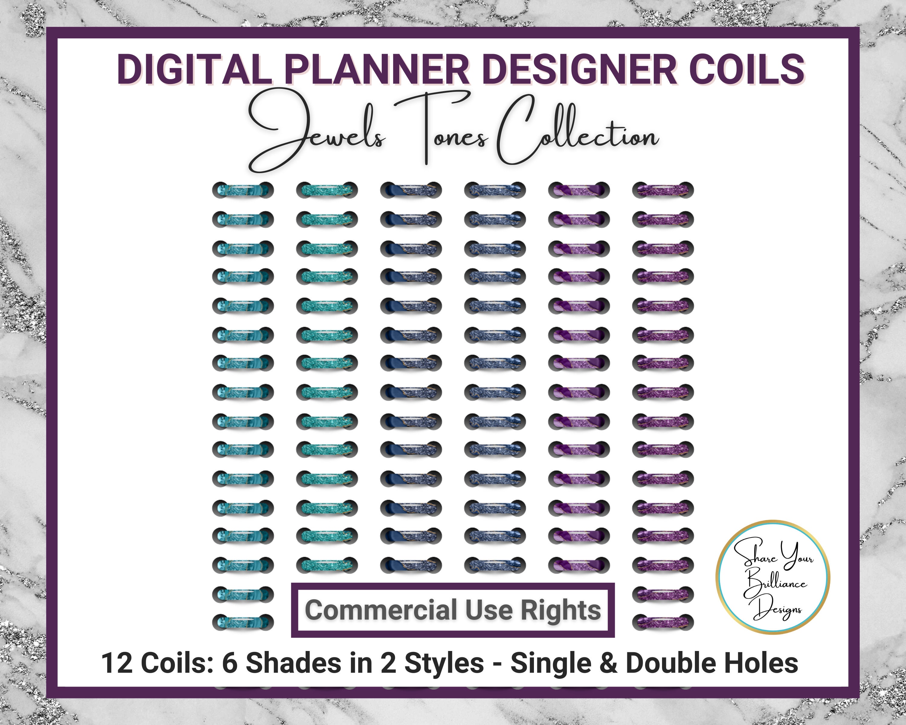 Digital Planner Wire Coils Six Sets Designer Collection Etsy