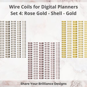 Digital Wire Coils and Digital Binder Rings for Digital Planners Set 4 Six Designs in 3 color variations 18 PNG Coils Commercial Use image 5