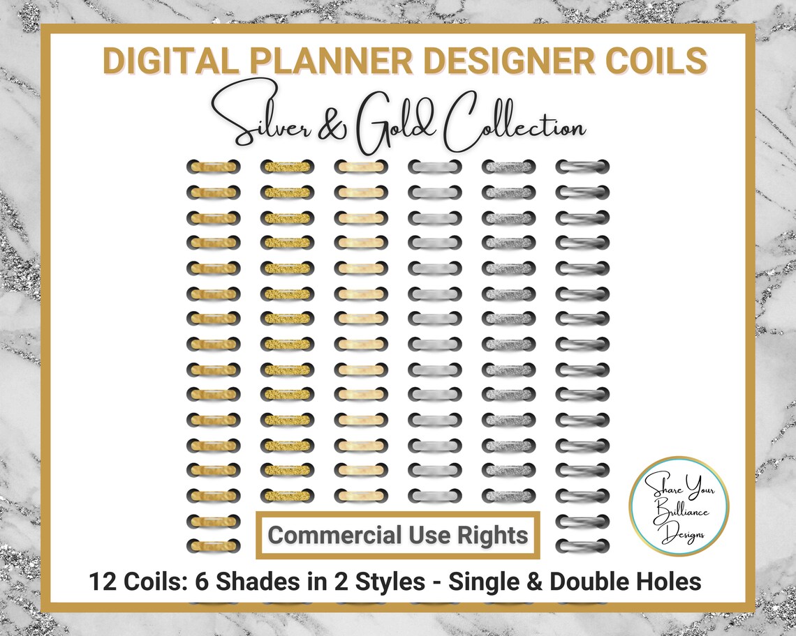 Digital Planner Wire Coils Six Sets Designer Collection Etsy