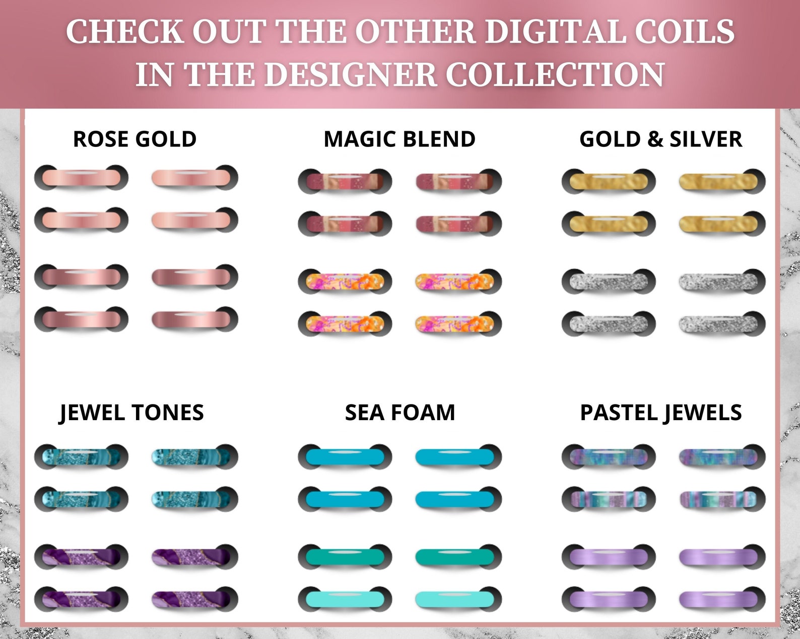 Digital Planner Wire Coils Six Sets Designer Collection Etsy