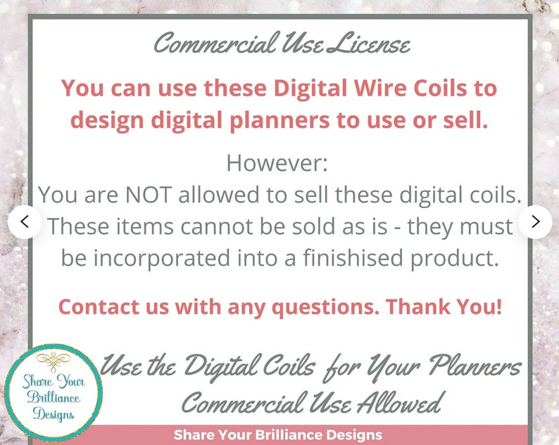 Digital Wire Coils and Digital Binder Rings for Digital Planners Set 4 Six Designs in 3 color variations 18 PNG Coils Commercial Use image 6