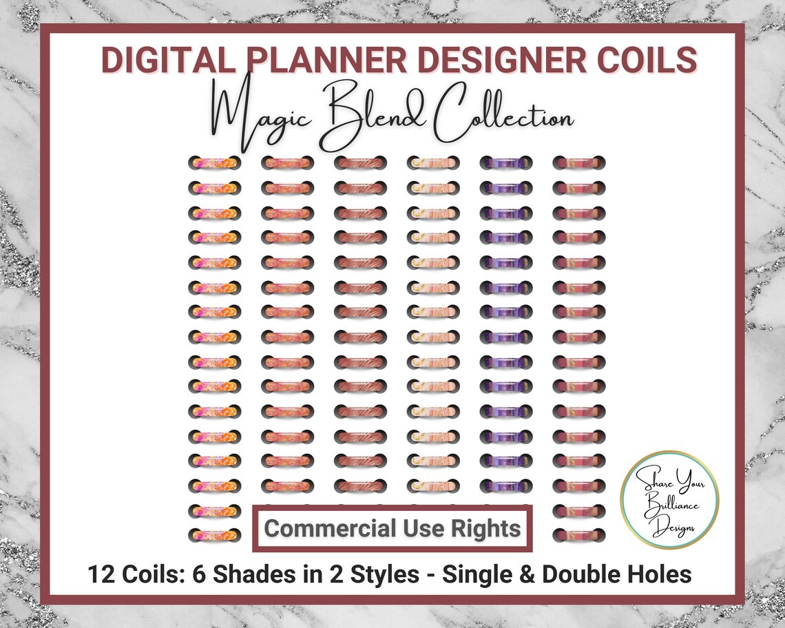 Digital Planner Wire Coils Six Sets Designer Collection Etsy