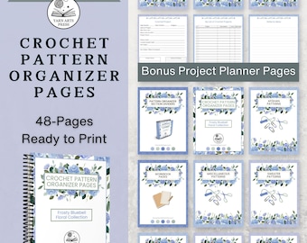 Printable Crochet Pattern Organizer – Floral Dividers, Project Planner (PDF)