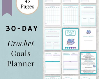 30-Day Crochet Goals Planner, Project Tracker (Printable PDF File)