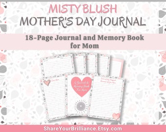 Mother's Day Journal Memory Book Printable 18-Pages, Gift for Mom Mother's Day Gift