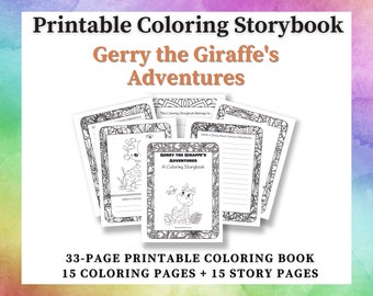 Printable Coloring Storybook: Gerry the Giraffe's Adventures - 33 Downloadable Pages in PDF Format