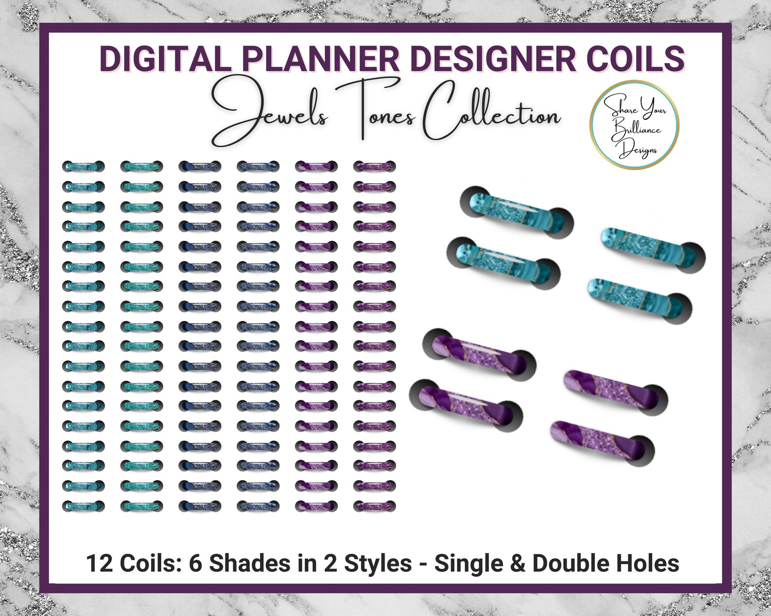 Digital Planner Wire Coils Six Sets Designer Collection Etsy