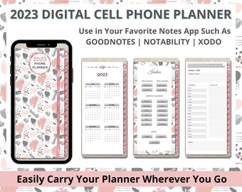 2023 Dated Digital Phone Planner -Rose Gold- HyperLinked Monthly-Daily Planner - 421 Pages  - GoodNotes, Noteshelf, Xodo, Notability