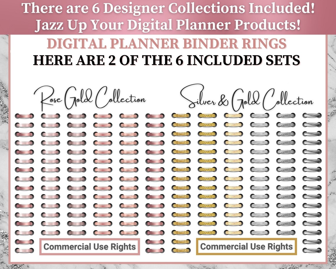 Digital Planner Wire Coils Six Sets Designer Collection Etsy