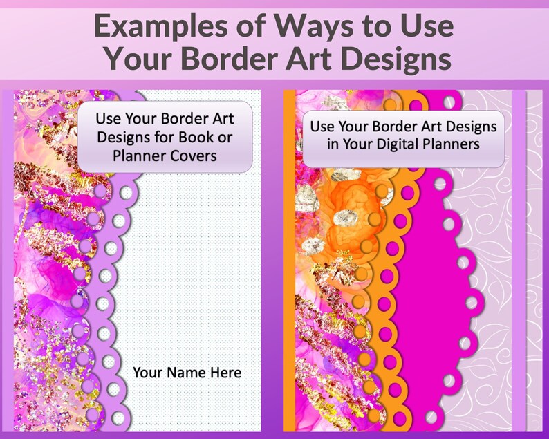 Border Art for Printable and Digital Planners Digital Etsy